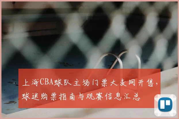 上海CBA球队主场门票大麦网开售,球迷购票指南与观赛信息汇总